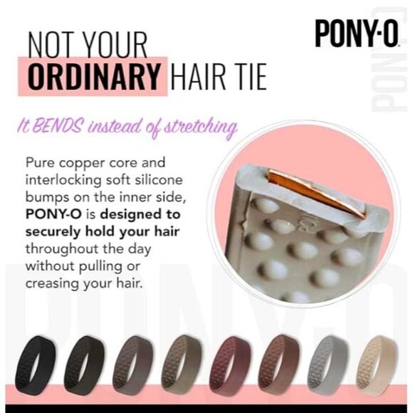 2 Medium Bendy Hair Ties Ponytail Holders for Fine to Normal Hair Brown Pink main image 4